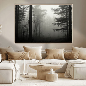 Misty Forest Wall Art Premium Canvas Print a Foggy and