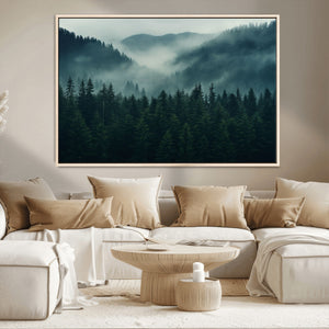Captivating Misty Forest Wall Art Premium Canvas Print,