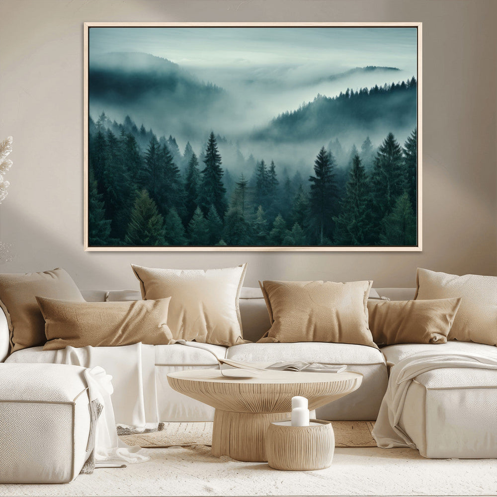 Captivating Misty Foggy Forest Wall Art Premium Canvas Print