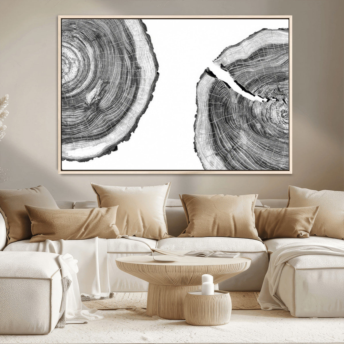 Abstract Large Tree Rings – Minimalist Black and White Wood