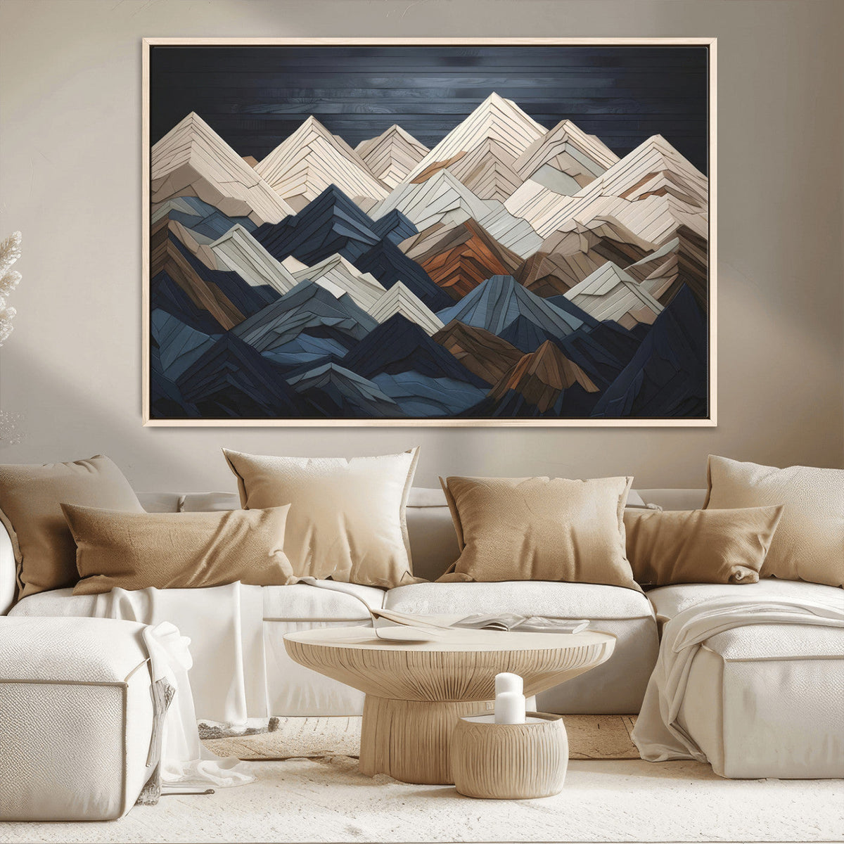 Mountain Wall Art – Modern Geometric Landscape Canvas Print,