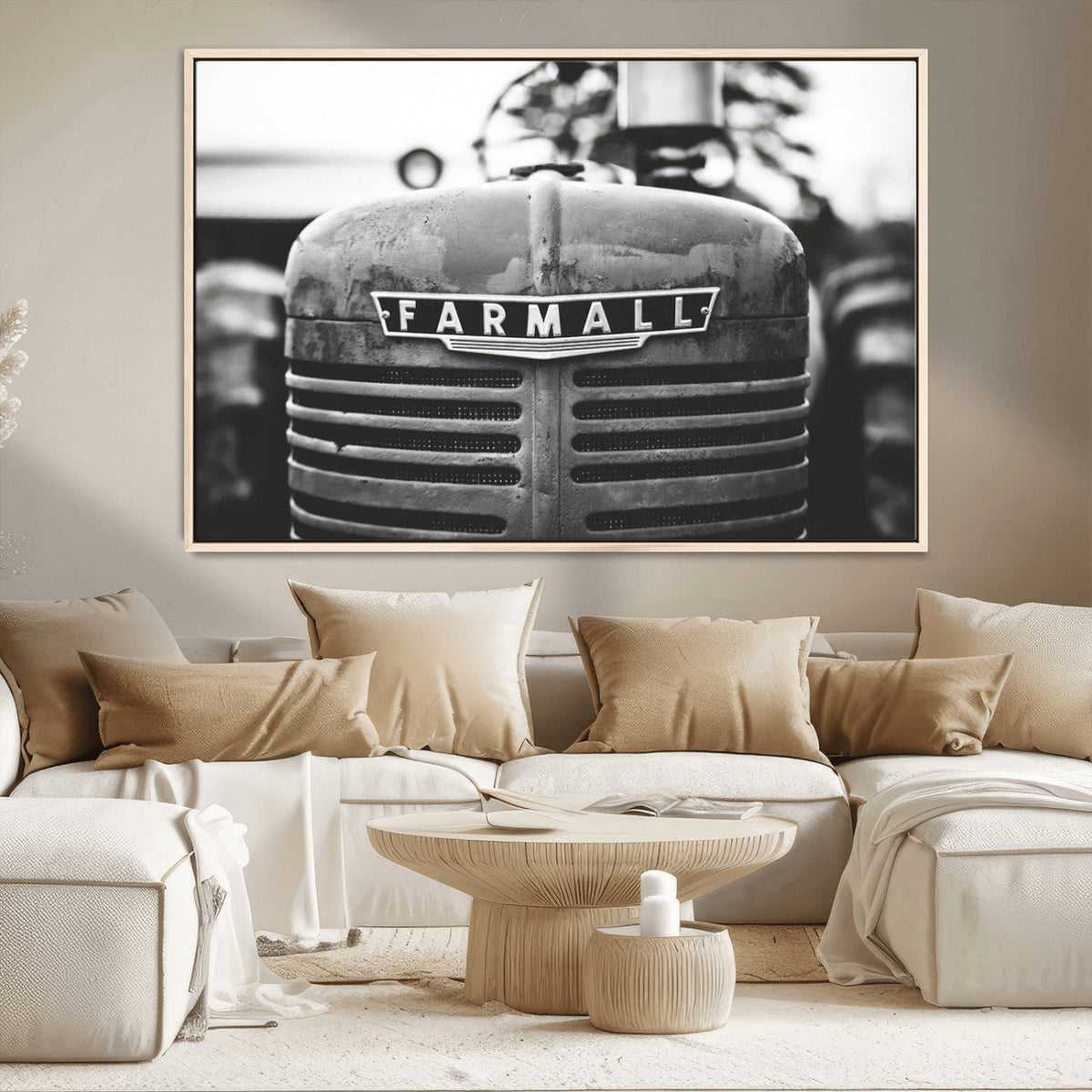 Vintage Farmall Tractor Wall Art Canvas Print, Rustic