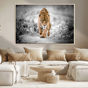 Jaguar Wall Art Canvas Print - Majestic Big Cat in Focused