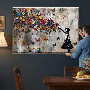 Banksy Wall Art - Banksy Girl and Butterfly Explosion Wall