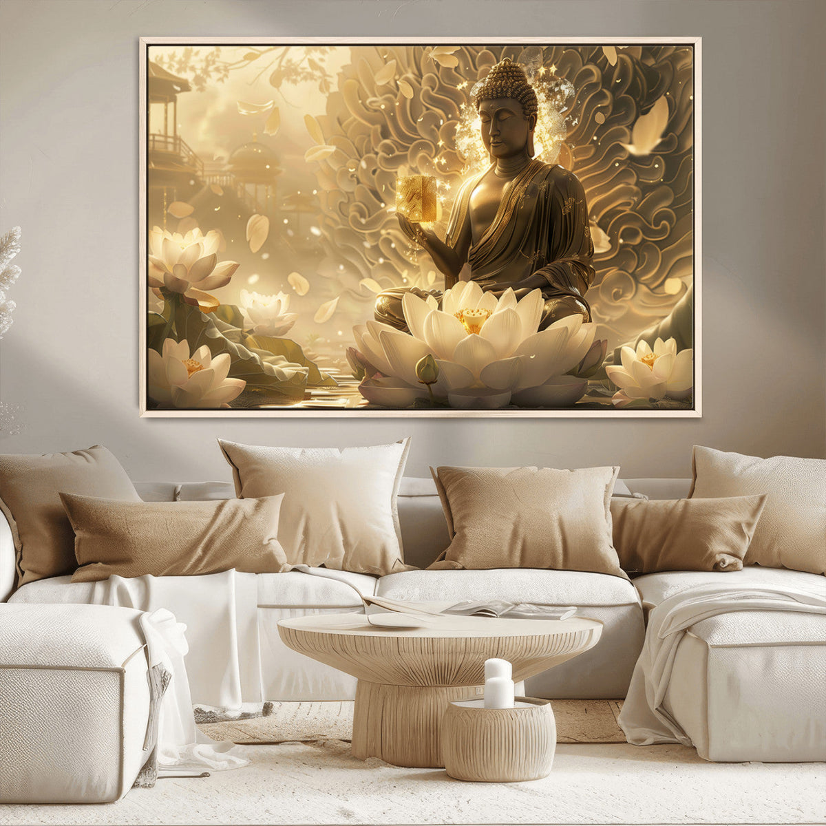 Golden Buddha Wall Art | Yoga Room Decor and Meditation Room