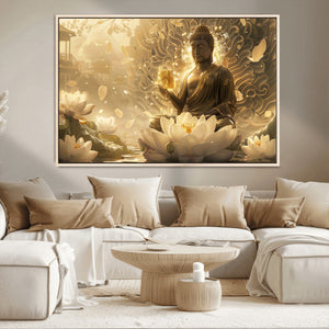 Golden Buddha Wall Art | Yoga Room Decor and Meditation Room