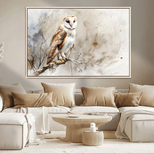 Barn Owl Wall Art | Watercolor Canvas Print | Perfect for