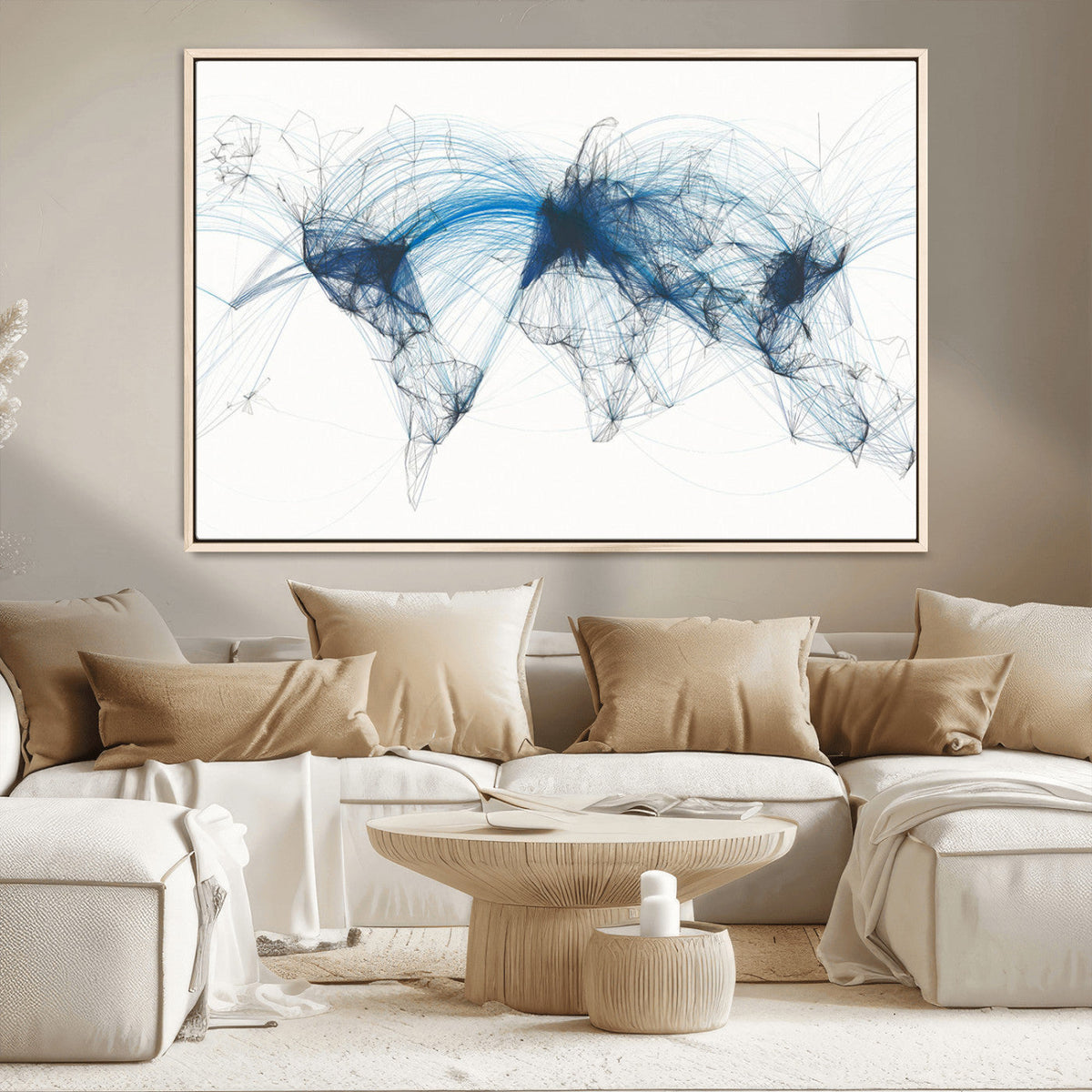 Flight Route Map Wall Art Canvas Print, Abstract Air Traffic