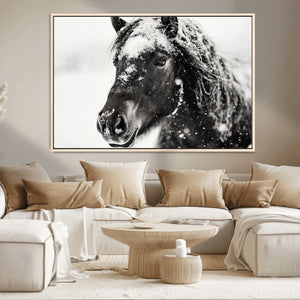 Framed Black and White Horse Wall Art | Ready to Hang and