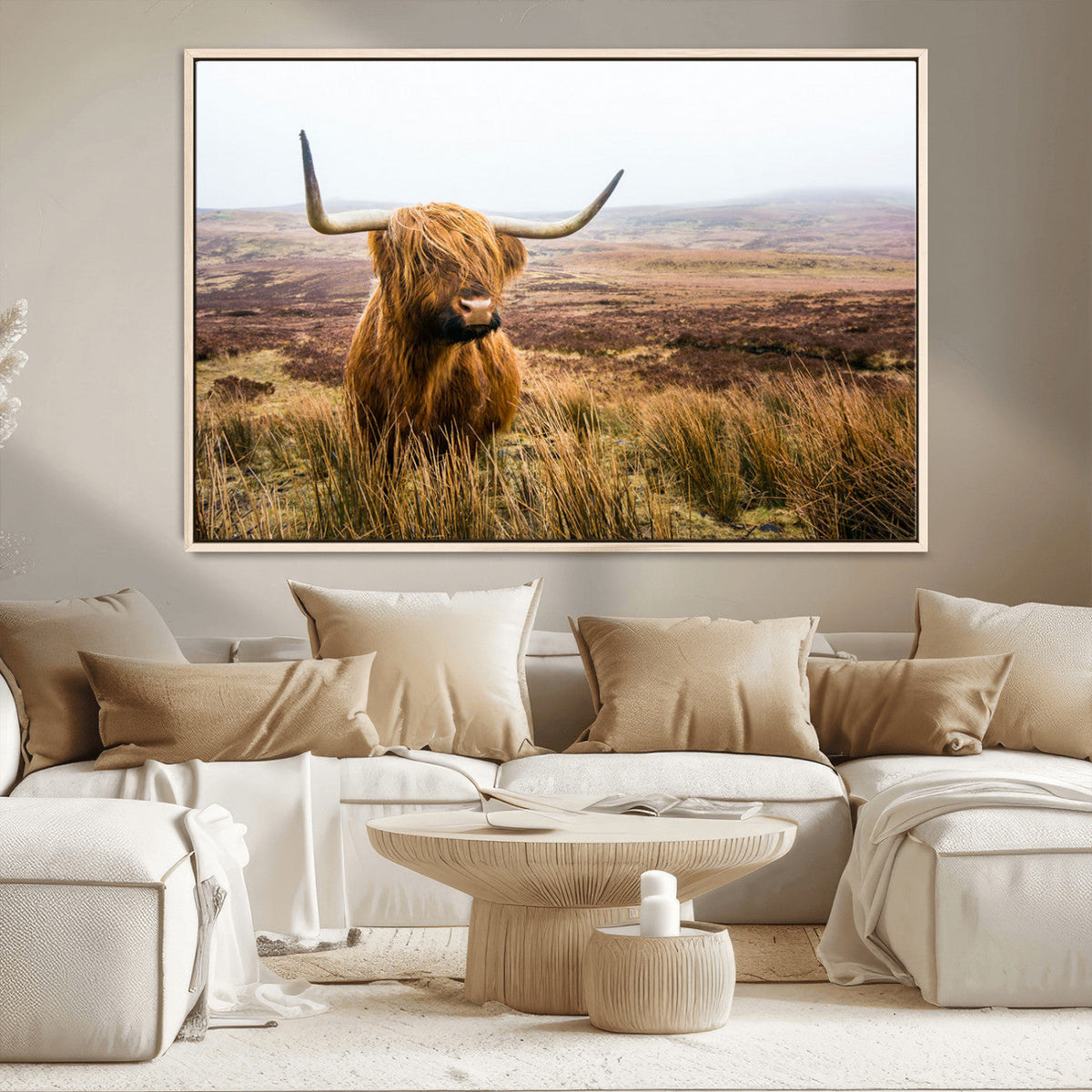 Scottish Highland Cow Canvas Wall Art – Rustic Farmhouse