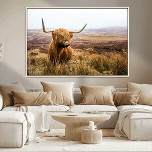 Scottish Highland Cow Canvas Wall Art – Rustic Farmhouse