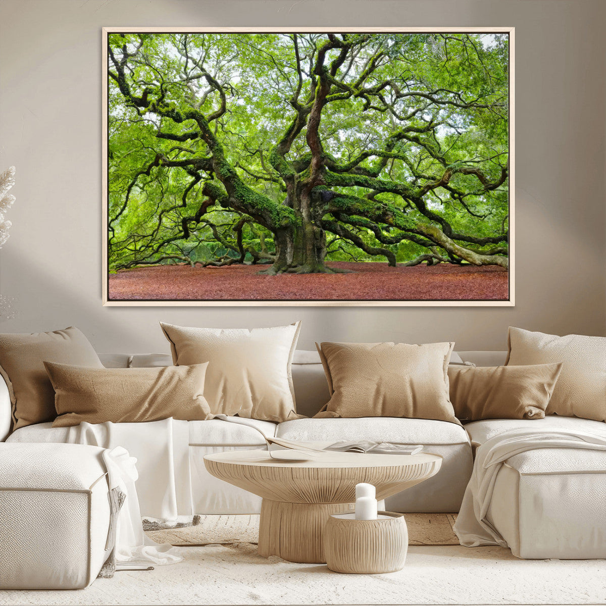 Framed Angel Oak Tree Wall Art - 3-Panel Canvas Prints,