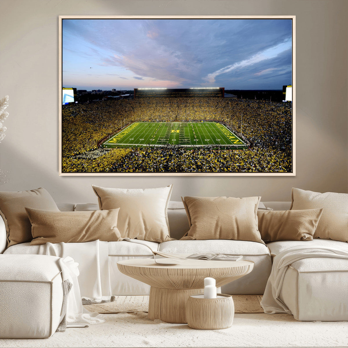 Michigan Stadium Wall Art Canvas Print, Vibrant Game Day