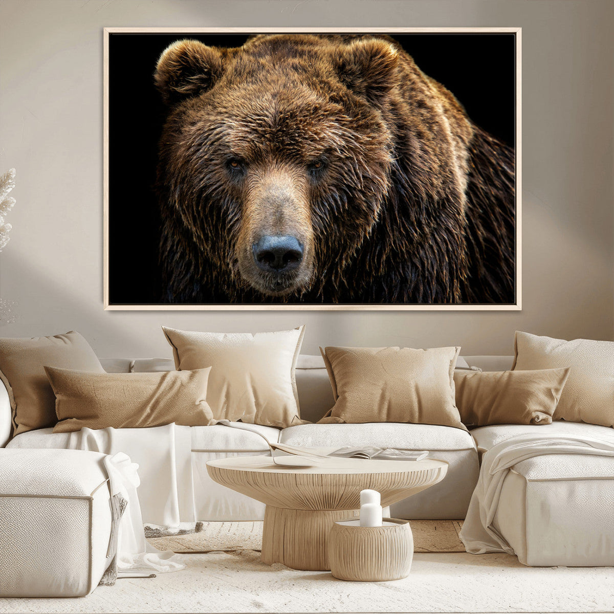 Grizzly Brown Bear Canvas Wall Art, Wildlife Animal Canvas