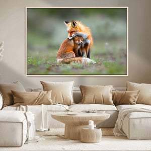 Heartwarming Fox and Baby Cub Wall Art | Ready to Hang