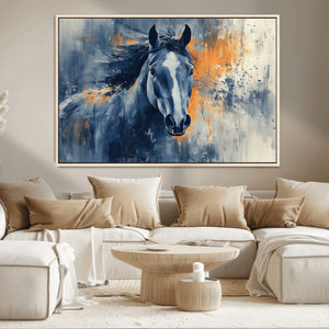Abstract Blue Horse Wall Art Print Canvas | Horse Wall Art