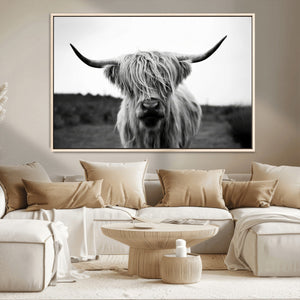 Highland Cow Wall Art | Black and White Farmhouse Decor |