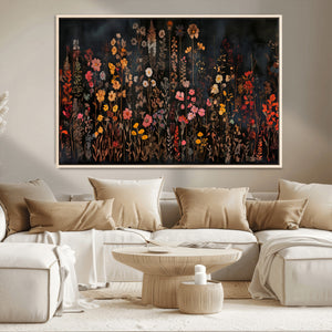 Large Floral Painting Print Illustration Flowers Canvas Wall