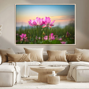 Pink Flower on the Mountain Canvas Print, Framed Pink Flower