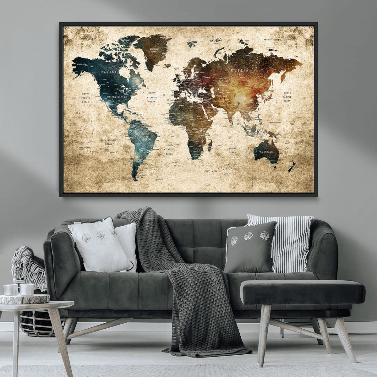World Map Canvas Print – Detailed Map of the World Wall Art