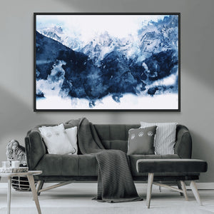 Abstract Blue Mountain Canvas Wall Art – Modern Triptych