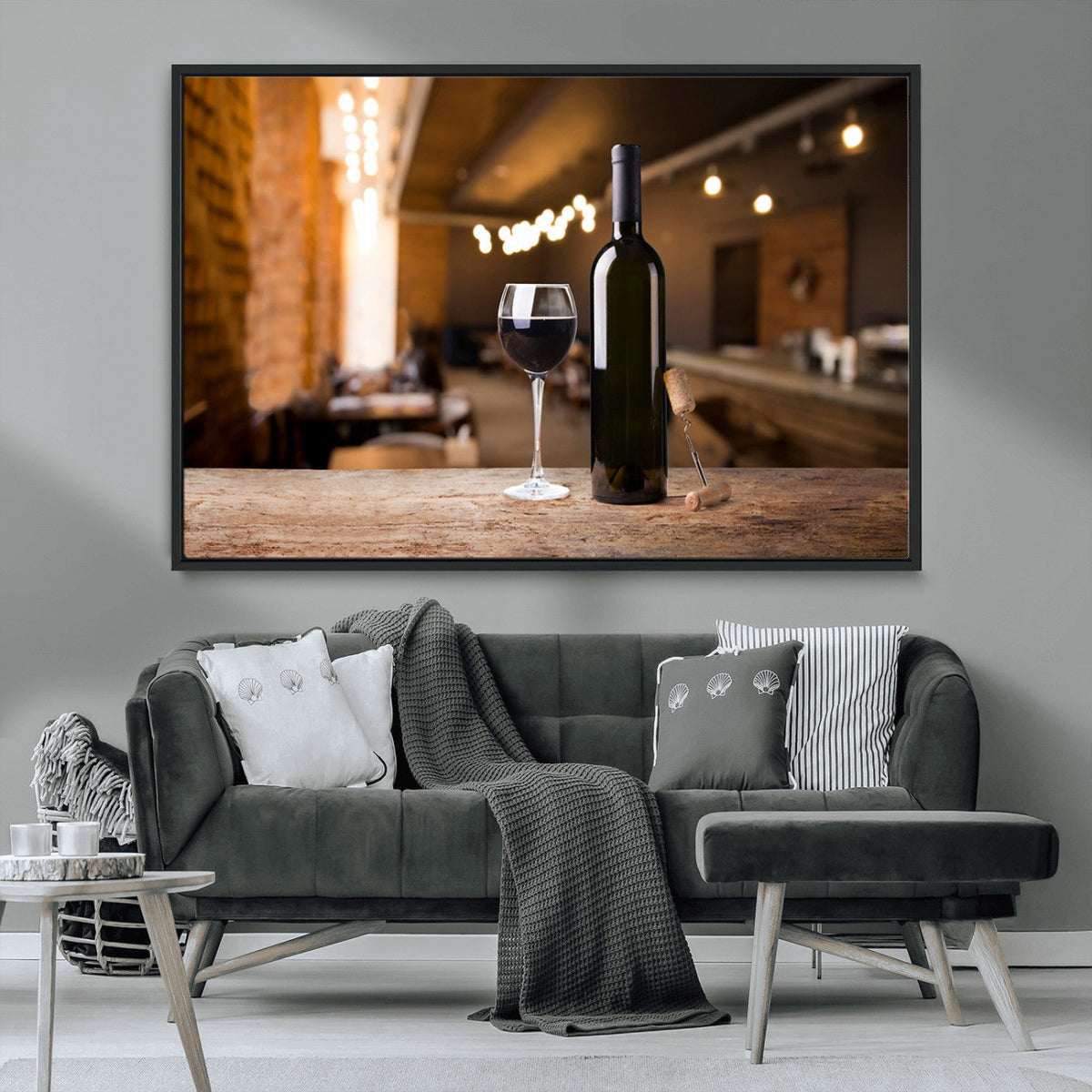 Wine and Bottle Wall Art Canvas Print