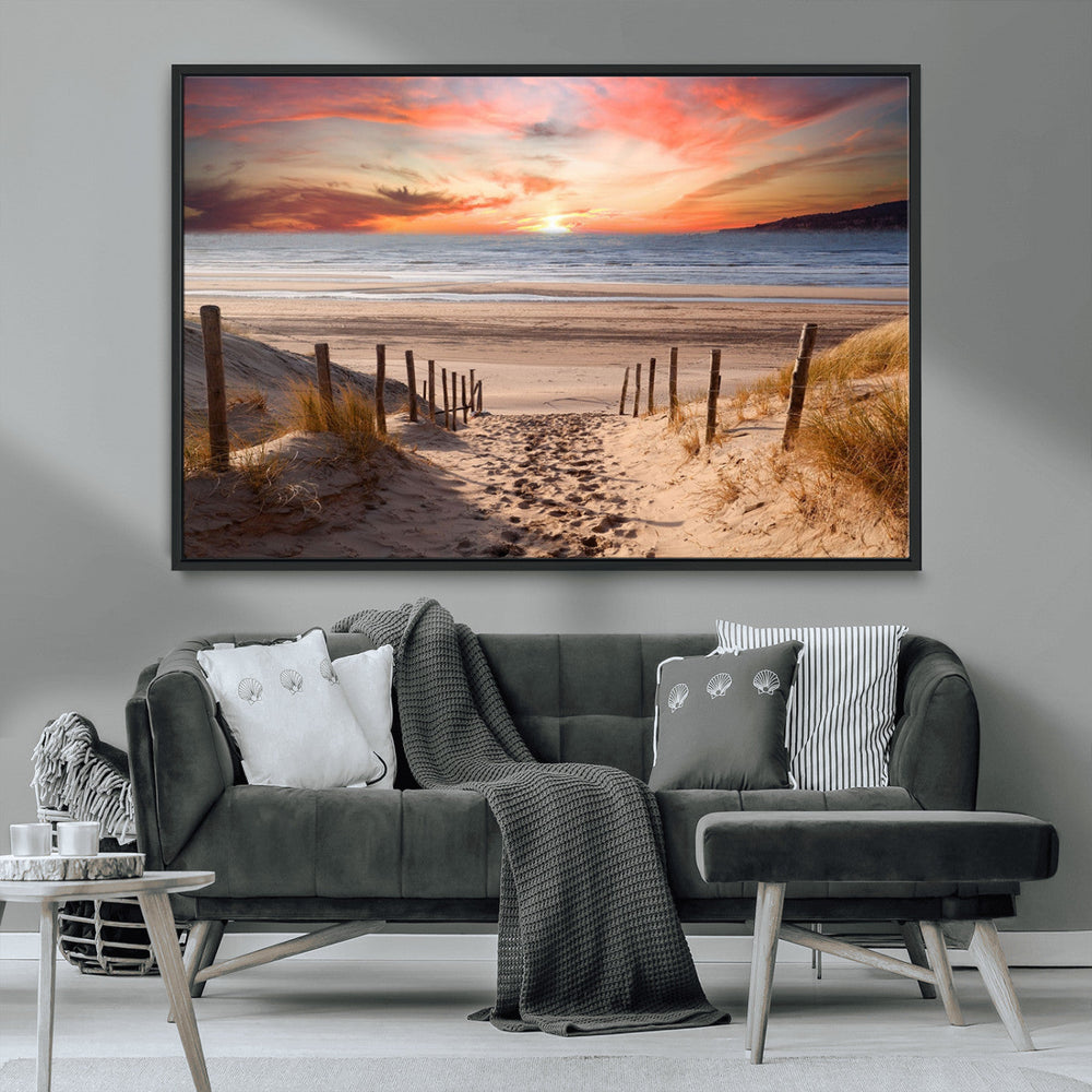 Sunset on the Sea Wall Art Canvas Print