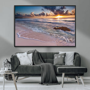 Sea Ocean Sunset Beach Wall Art Canvas Print