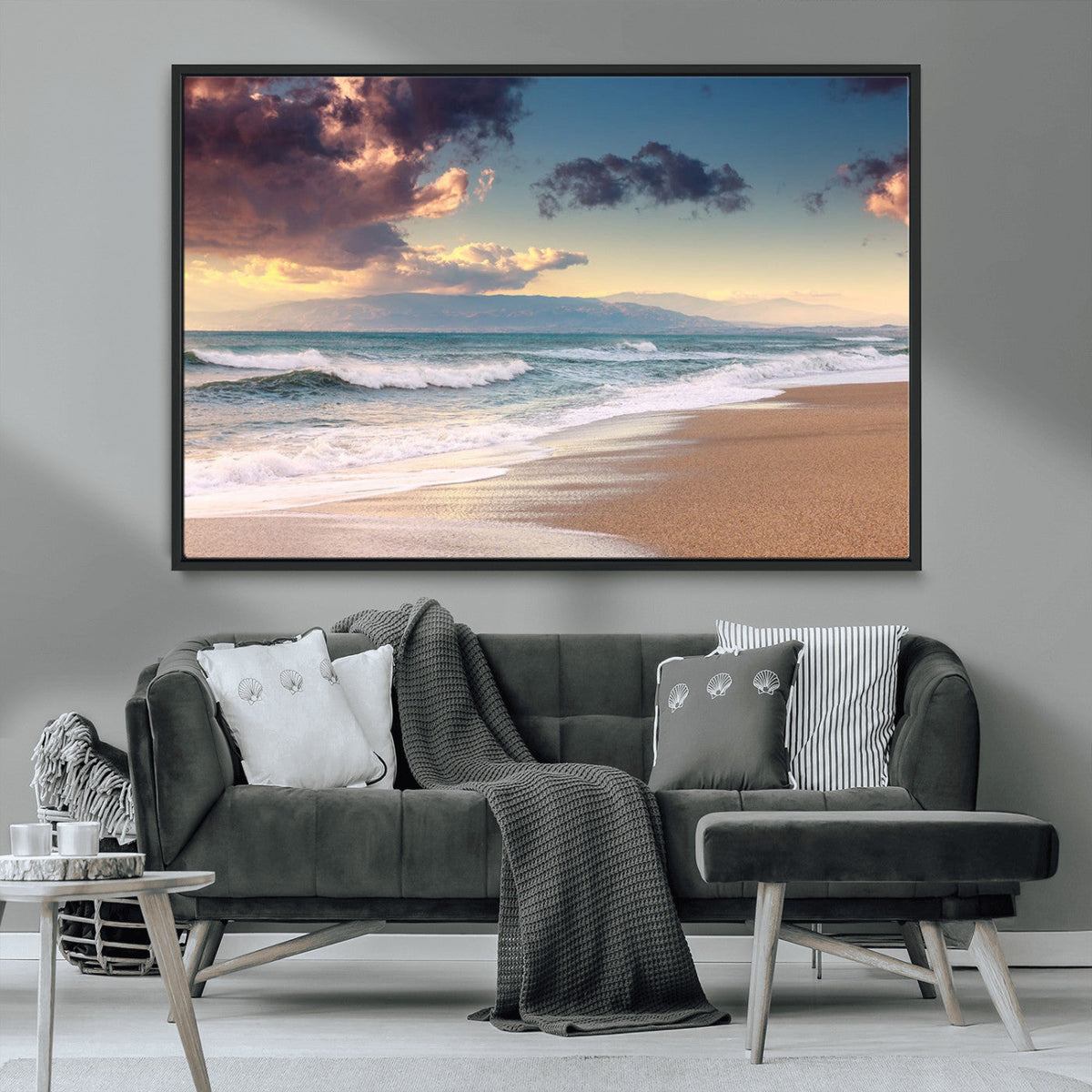 Cloudy Weather Beach Sunset Canvas Print | Sunrise Wall Art