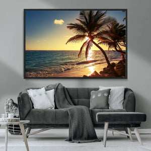 Sunset Palm Trees Wall Art Canvas Print