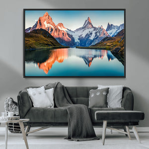 Landscape Mountain and Lake View Wall Art Canvas Print
