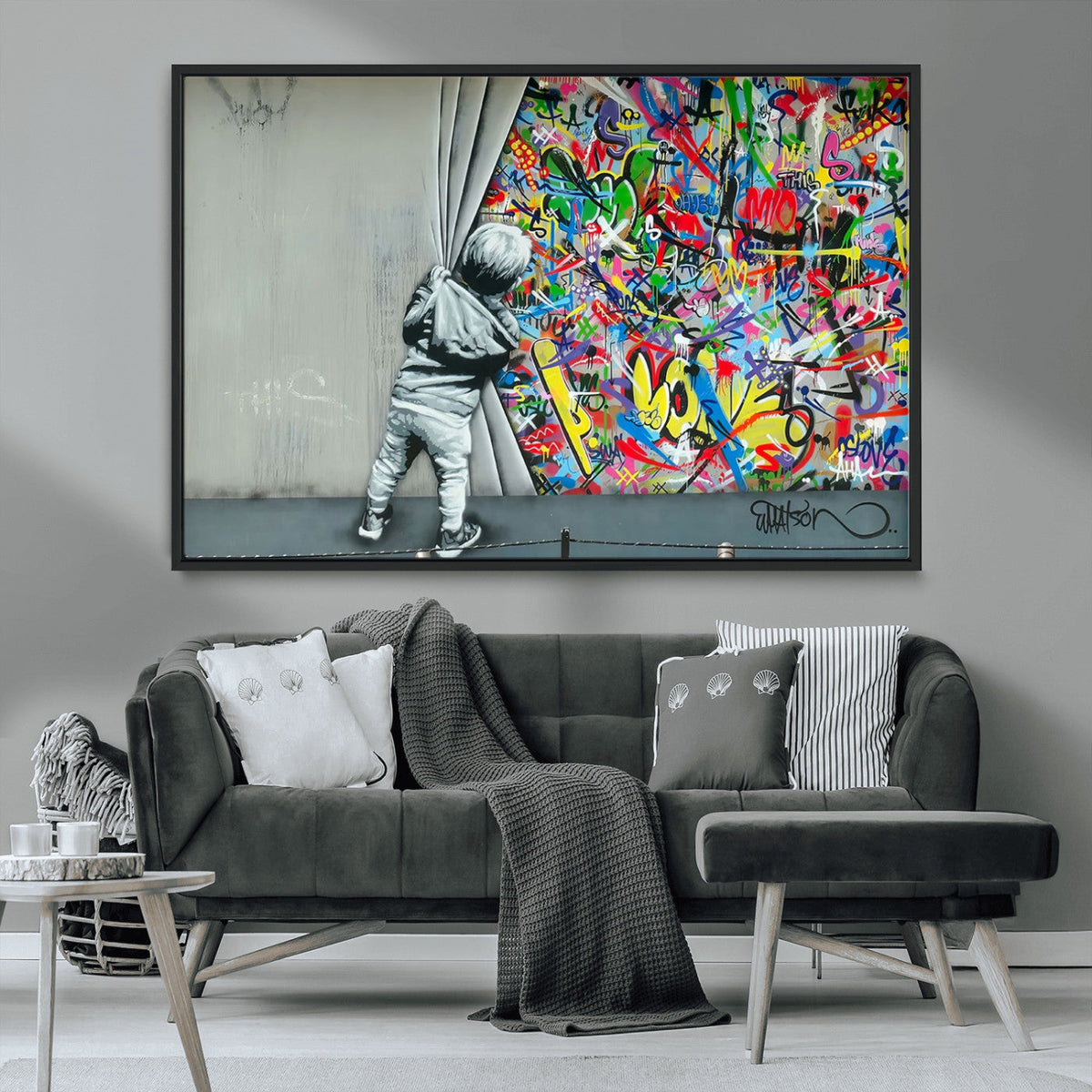 Banksy Colorful Street Graffiti Canvas Wall Art Print,
