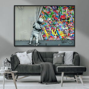 Banksy Colorful Street Graffiti Canvas Wall Art Print,