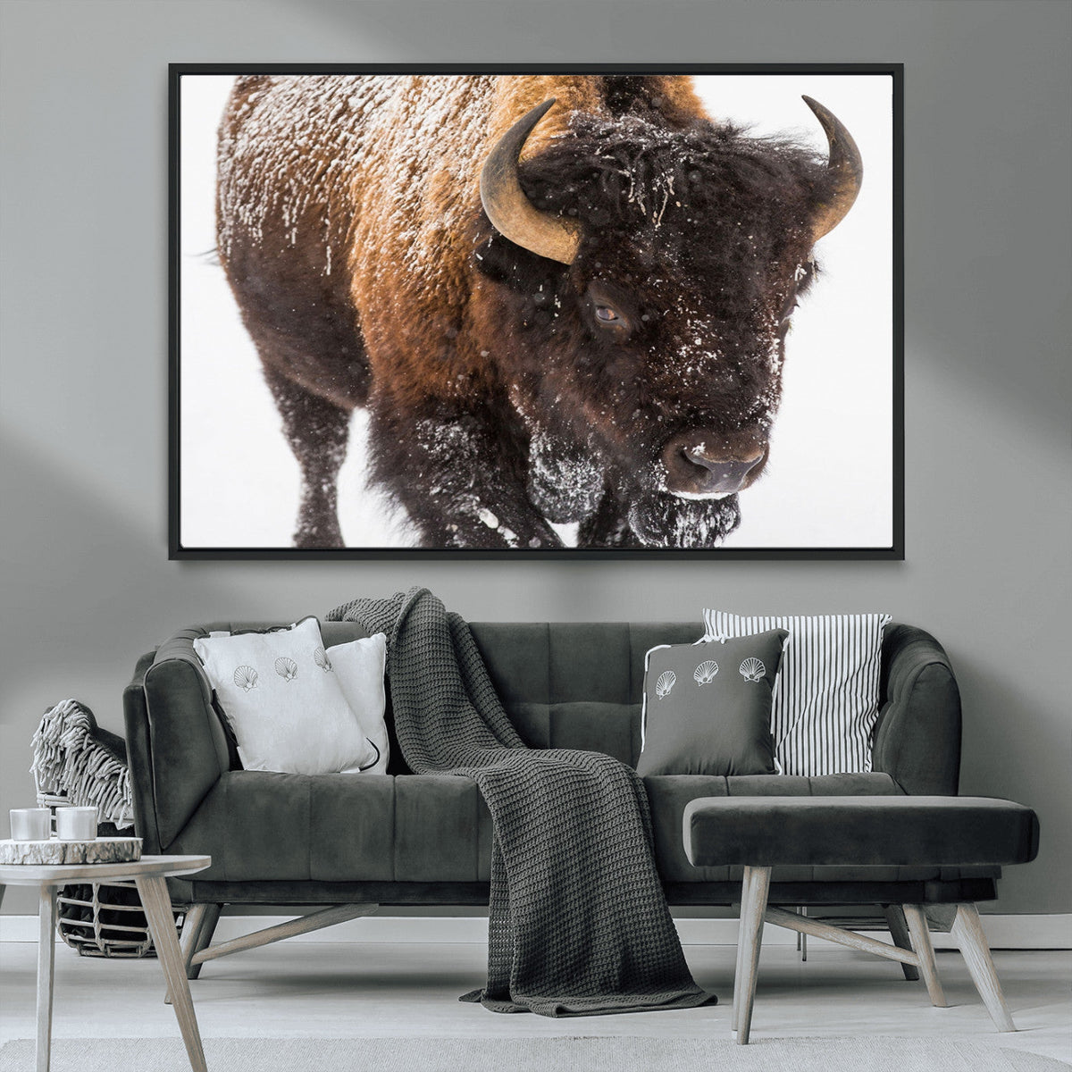 Bison Wall Art Canvas Print For Farmhouse, Wild Animal Wall