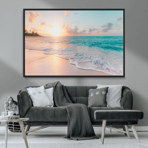 Beach Sunrise Wall Art, Coastal Seascape Canvas Print, Ocean