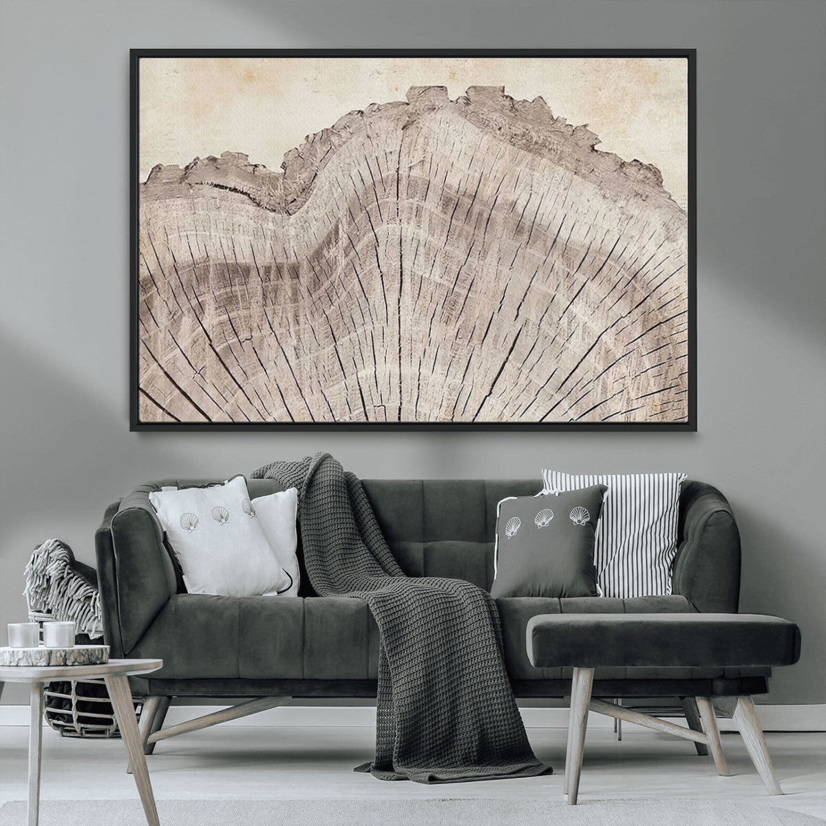 Tree Ring Wall Art Triptych, Rustic Wood Ring Canvas Print,