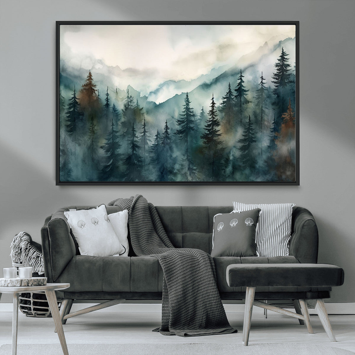 Serenity Forest Wall Art Canvas | Foggy Mountain Landscape