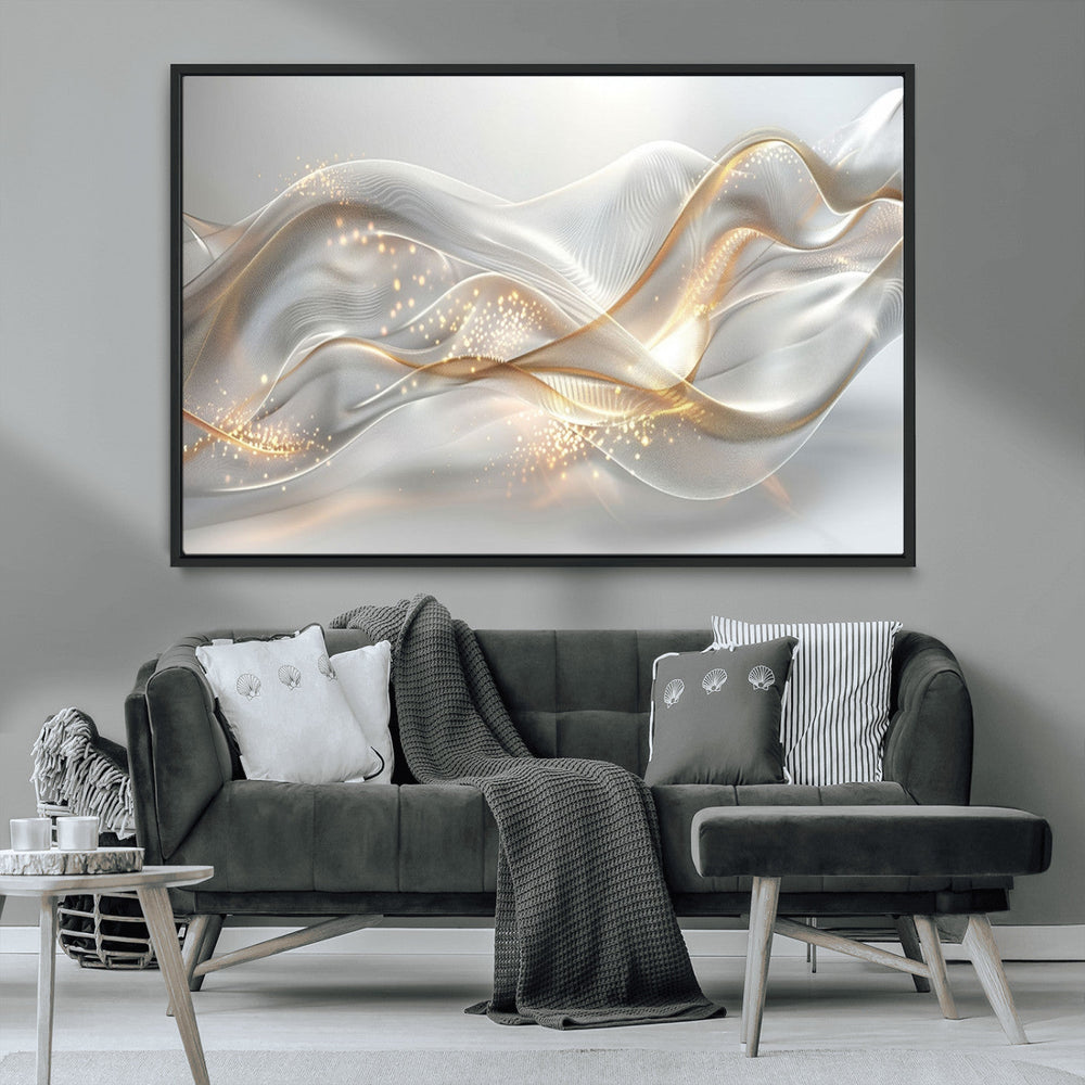 Abstract art Grey and Gold Lines Wall Art