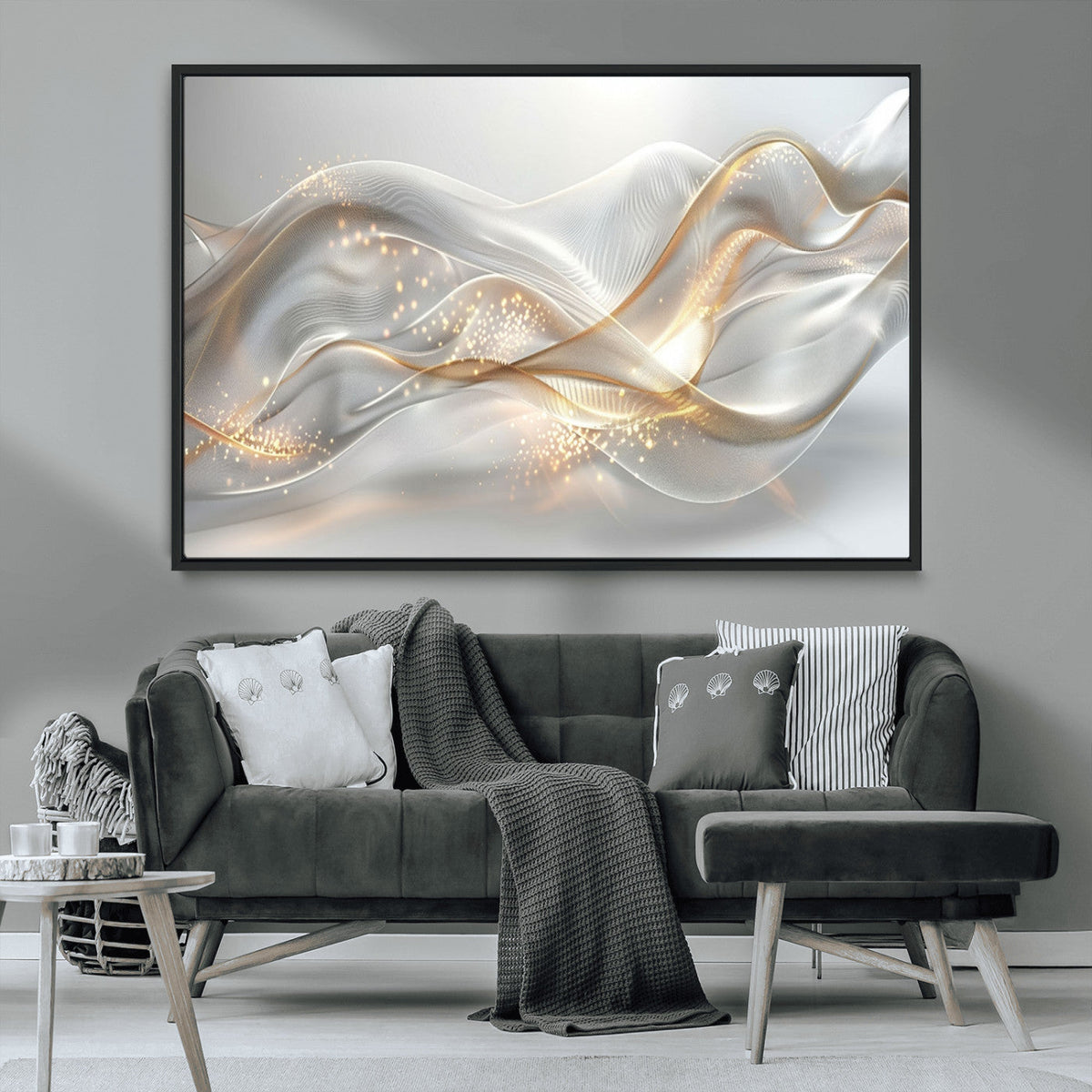 Abstract art Grey and Gold Lines Wall Art