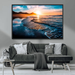 Sunset Beach Ocean Canvas Wall Art – Tranquil Ocean