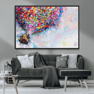 Don't Look Up Movie Canvas Wall Art - Vibrant Floating House