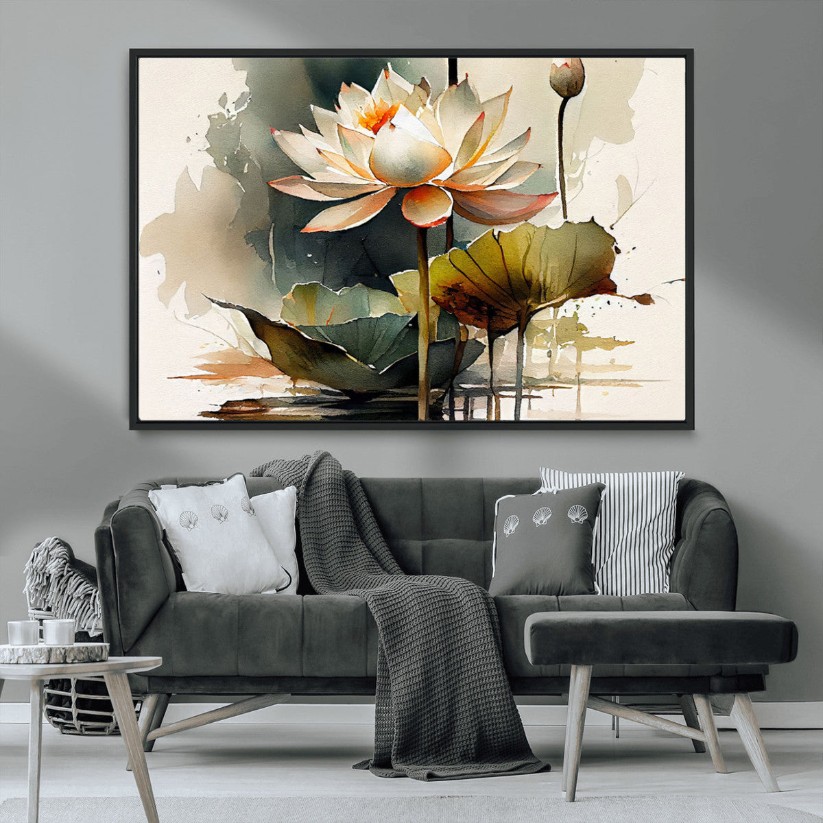 Lotus Flower Watercolor Canvas Print – A Symbol of Serenity