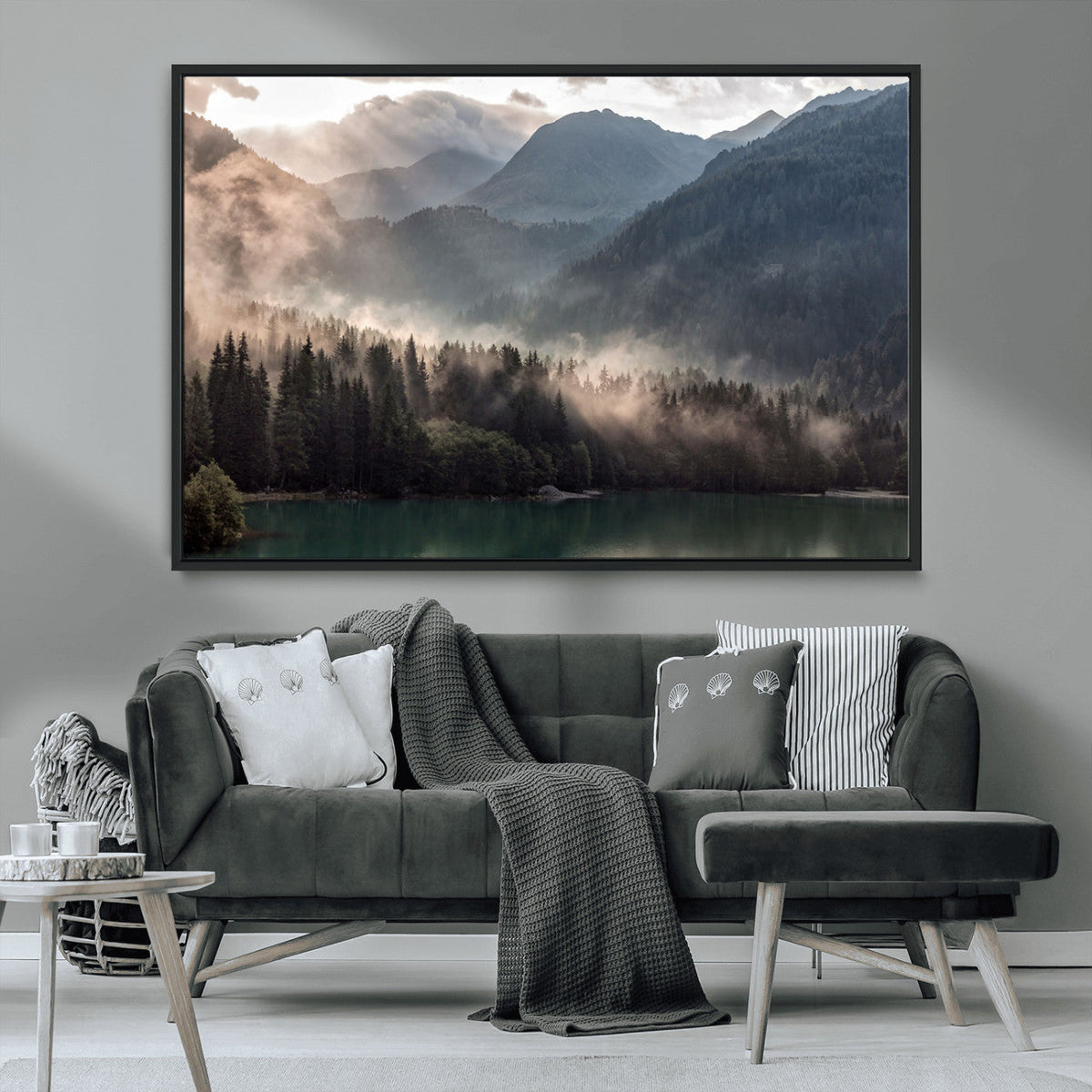 Foggy Mountain Canvas Print Forest Wall Art