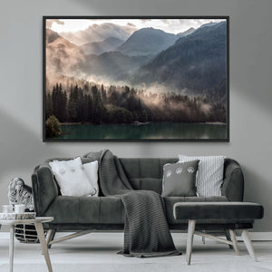 Foggy Mountain Canvas Print Forest Wall Art