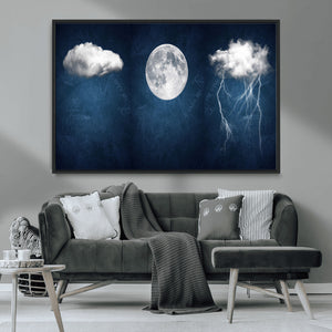 Dark Blue Cloud Art, 3 Piece Indigo Blue Wall Art, Aesthetic