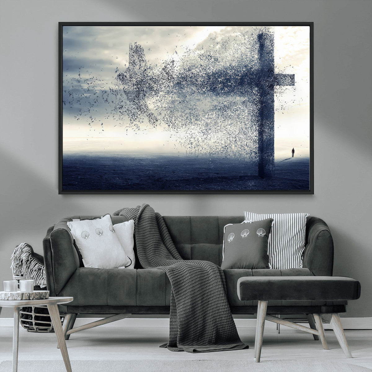 Jesus and the Fading Cross Wall Art Print – Symbol of Faith,