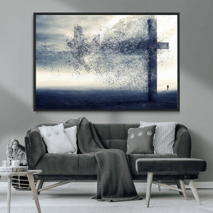 Jesus and the Fading Cross Wall Art Print – Symbol of Faith,
