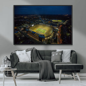 Michigan Stadium Night Game Wall Art – Sports Arena Aerial