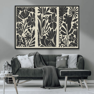 Modern Botanical Wall Art - Floral Black and White Canvas