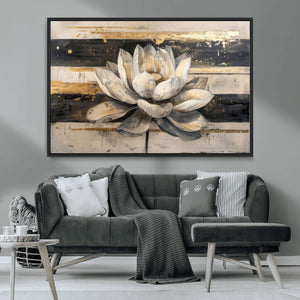 Lotus Flower Wall Art – Framed Abstract Floral Canvas